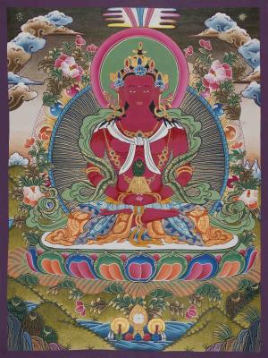Genuine Hand-Painted Amitayus Buddha | Red Buddha | Tibetan Buddhist Arts